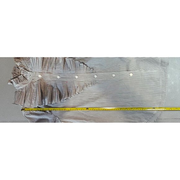 J. Crew Womens 0 Ruffle Classic Fit Washed Cotton Poplin Shirt in Stipe - Picture 9 of 13